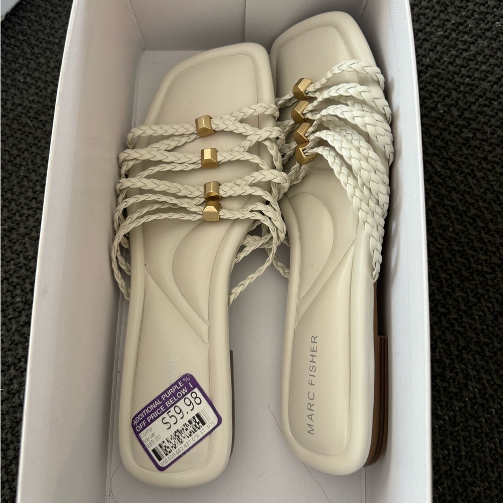 NWT Marc fisher Lalith sandal - ivory- size 9. Comes with box!